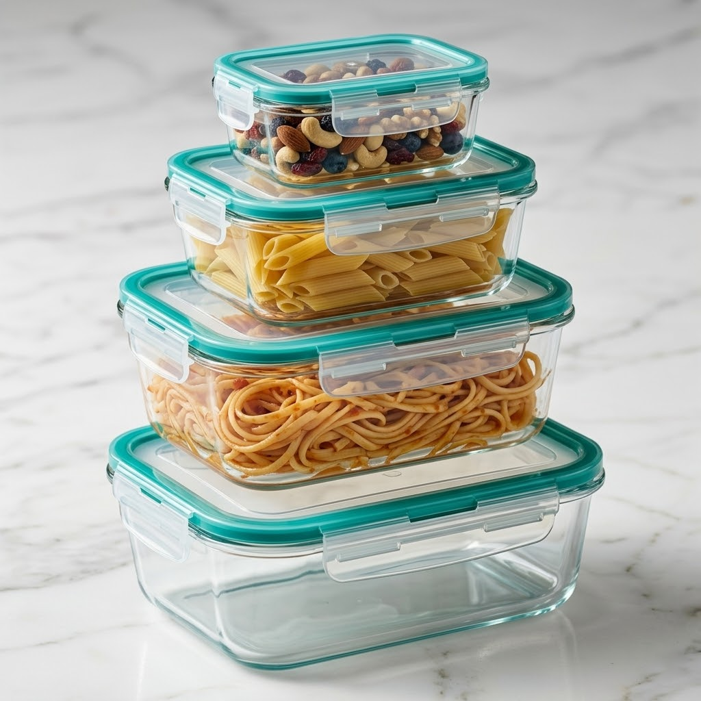Glass Food Containers With Lids Set(4 pcs)