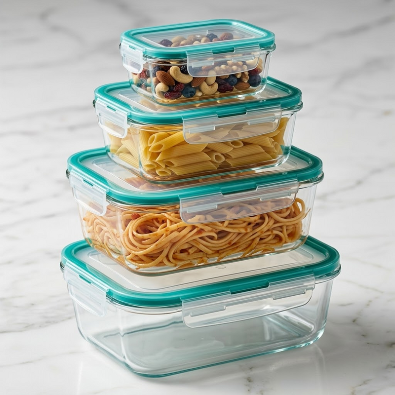 Glass Food Containers With Lids Set(4 pcs)