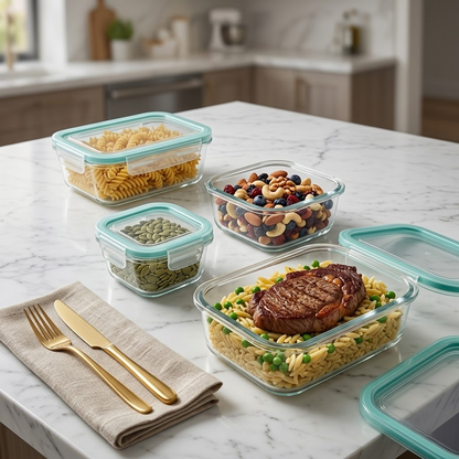 Glass Food Containers With Lids Set(4 pcs)