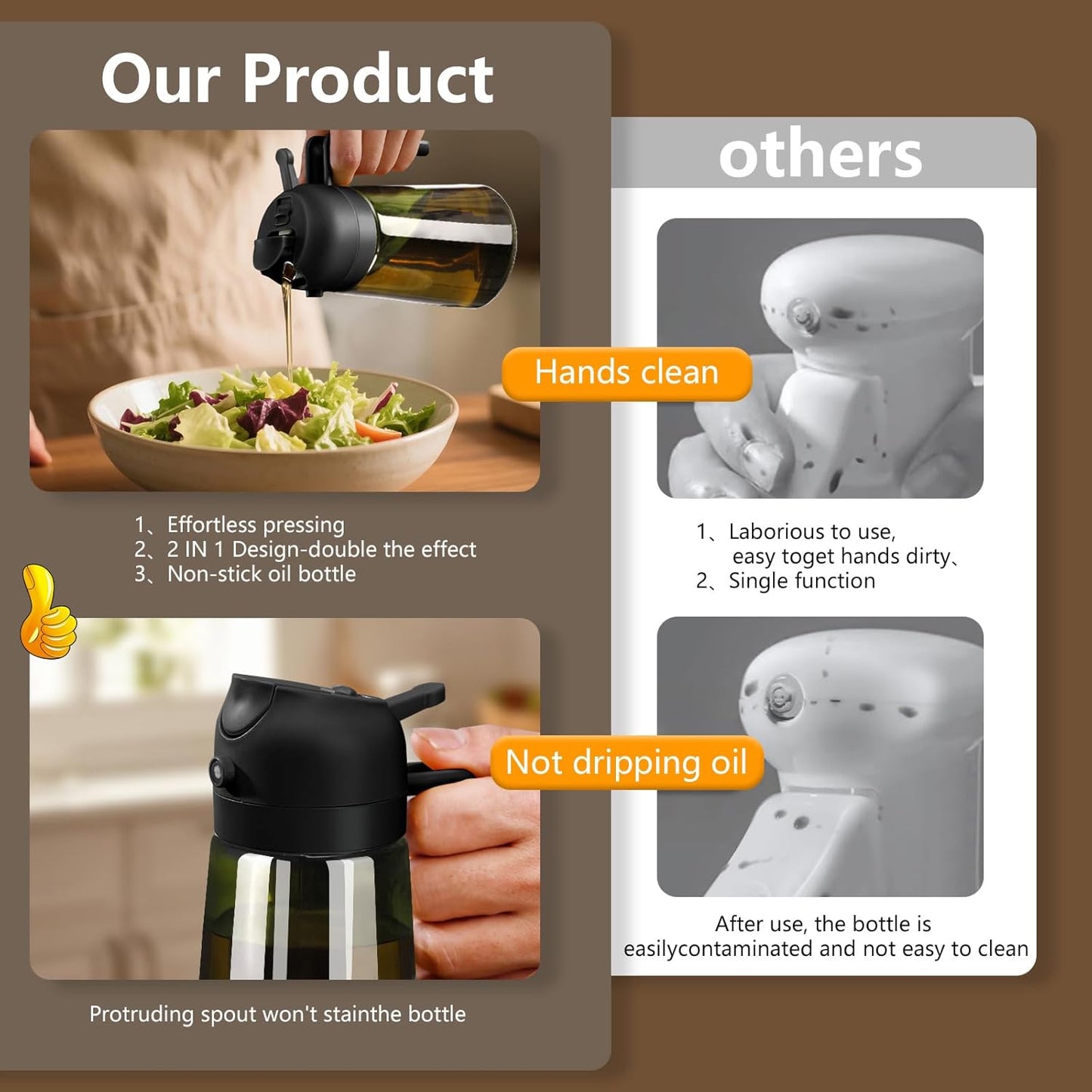 Oil Dispenser 2-in-1, Oil Spray